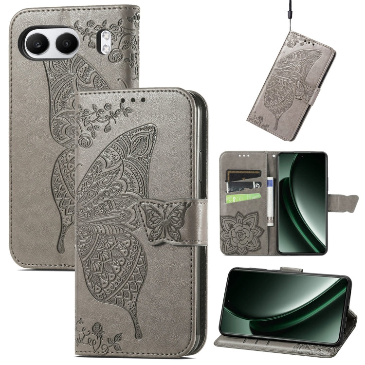Butterfly Love Flower Embossed Leather Phone Case, For OnePlus Nord 4, For OnePlus Ace 3, For OnePlus 12R, For OnePlus 12, For OnePlus Ace 2V