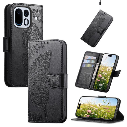 Butterfly Love Flower Embossed Leather Phone Case, For OnePlus Ace 7 Pro 5G, For OnePlus 16 5G, For OnePlus N6x 5G, For OnePlus Ace 6 Ultra, For OnePlus Nord 4, For OnePlus Ace 3