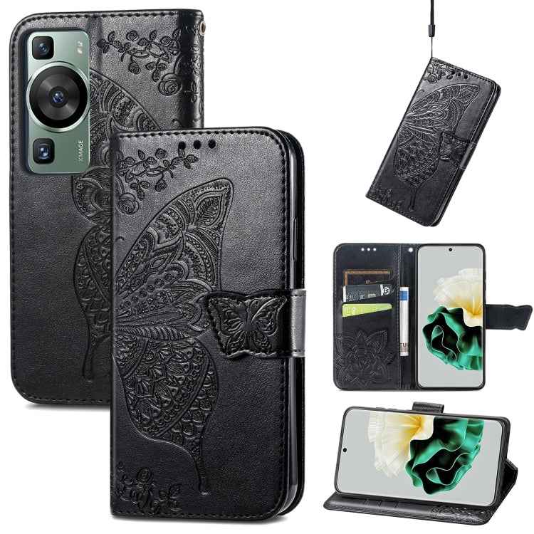 Butterfly Love Flower Embossed Leather Phone Case, For Huawei Nova 11 Pro, For Huawei Nova 11, For Huawei P60, For Huawei P60 Pro