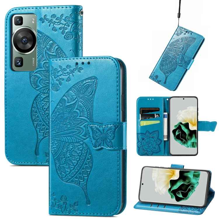 Butterfly Love Flower Embossed Leather Phone Case, For Huawei Nova 11 Pro, For Huawei Nova 11, For Huawei P60, For Huawei P60 Pro