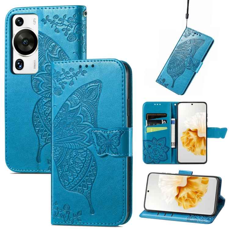 Butterfly Love Flower Embossed Leather Phone Case, For Huawei Nova 11 Pro, For Huawei Nova 11, For Huawei P60, For Huawei P60 Pro