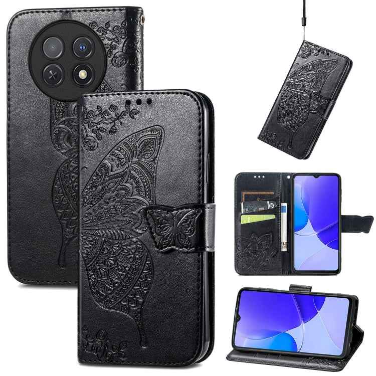 Butterfly Love Flower Embossed Leather Phone Case, For Huawei  Nova 12 Pro, For Huawei Nova 12, For Huawei  Mate 60, For Huawei  Mate 60 Pro, For Huawei Nova Y91, For Huawei Enjoy 60X