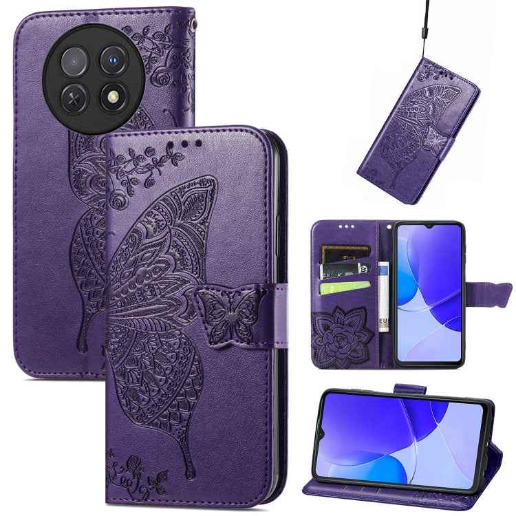 Butterfly Love Flower Embossed Leather Phone Case, For Huawei  Nova 12 Pro, For Huawei Nova 12, For Huawei  Mate 60, For Huawei  Mate 60 Pro, For Huawei Nova Y91, For Huawei Enjoy 60X