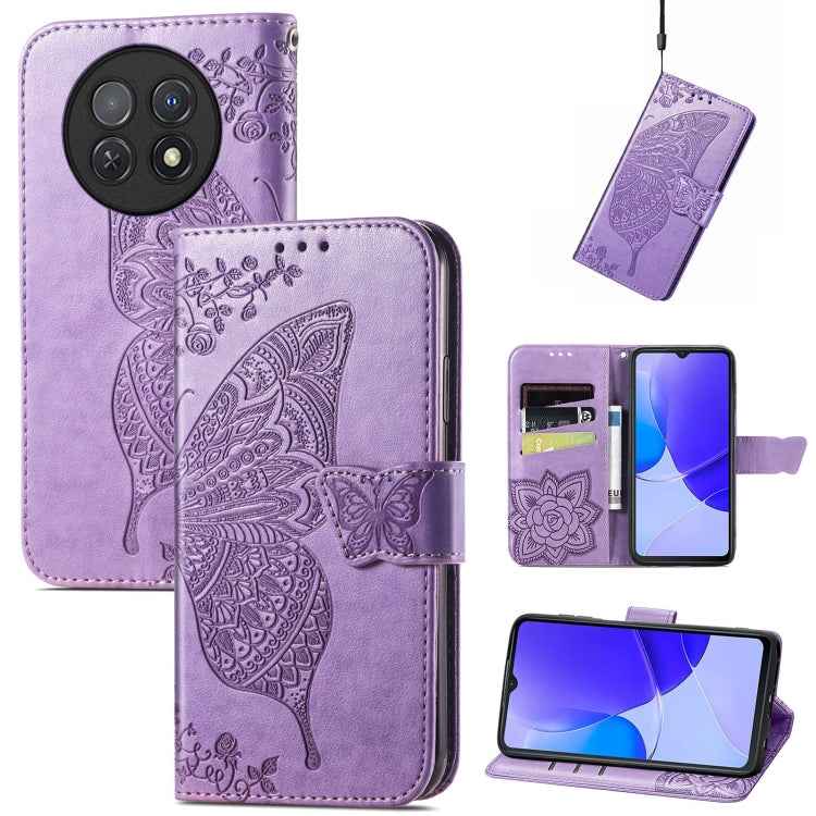 Butterfly Love Flower Embossed Leather Phone Case, For Huawei  Nova 12 Pro, For Huawei Nova 12, For Huawei  Mate 60, For Huawei  Mate 60 Pro, For Huawei Nova Y91, For Huawei Enjoy 60X