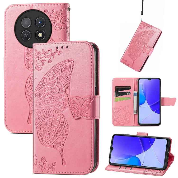 Butterfly Love Flower Embossed Leather Phone Case, For Huawei  Nova 12 Pro, For Huawei Nova 12, For Huawei  Mate 60, For Huawei  Mate 60 Pro, For Huawei Nova Y91, For Huawei Enjoy 60X