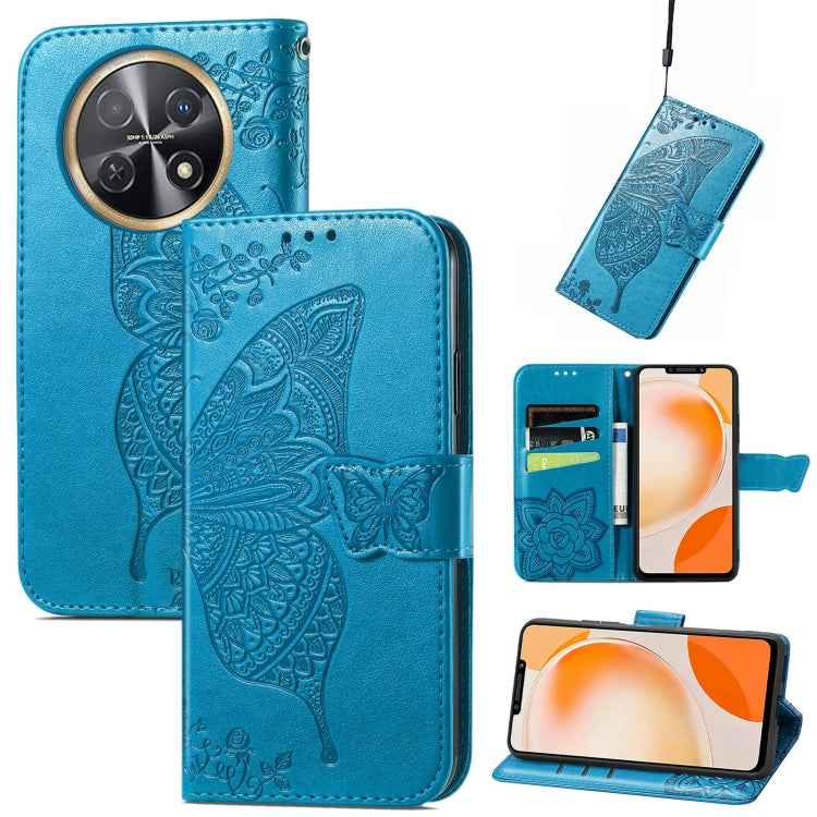 Butterfly Love Flower Embossed Leather Phone Case, For Huawei  Nova 12 Pro, For Huawei Nova 12, For Huawei  Mate 60, For Huawei  Mate 60 Pro, For Huawei Nova Y91, For Huawei Enjoy 60X