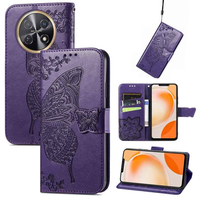 Butterfly Love Flower Embossed Leather Phone Case, For Huawei  Nova 12 Pro, For Huawei Nova 12, For Huawei  Mate 60, For Huawei  Mate 60 Pro, For Huawei Nova Y91, For Huawei Enjoy 60X