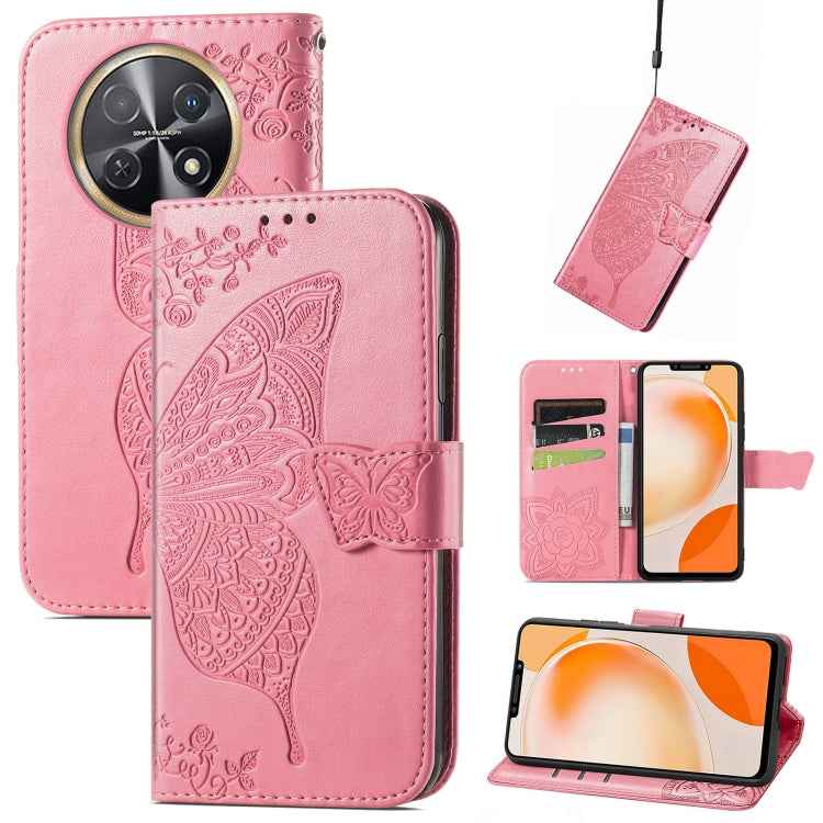 Butterfly Love Flower Embossed Leather Phone Case, For Huawei  Nova 12 Pro, For Huawei Nova 12, For Huawei  Mate 60, For Huawei  Mate 60 Pro, For Huawei Nova Y91, For Huawei Enjoy 60X