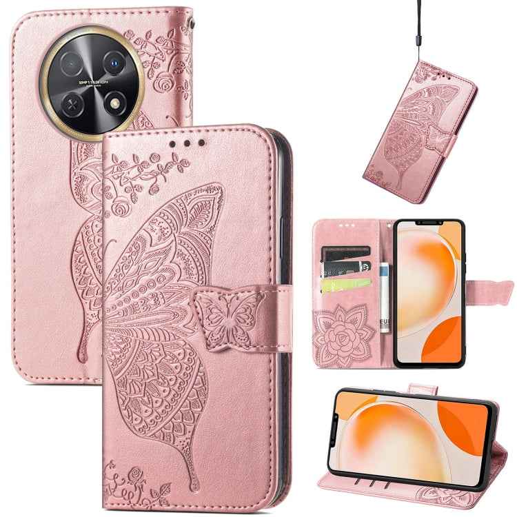 Butterfly Love Flower Embossed Leather Phone Case, For Huawei  Nova 12 Pro, For Huawei Nova 12, For Huawei  Mate 60, For Huawei  Mate 60 Pro, For Huawei Nova Y91, For Huawei Enjoy 60X