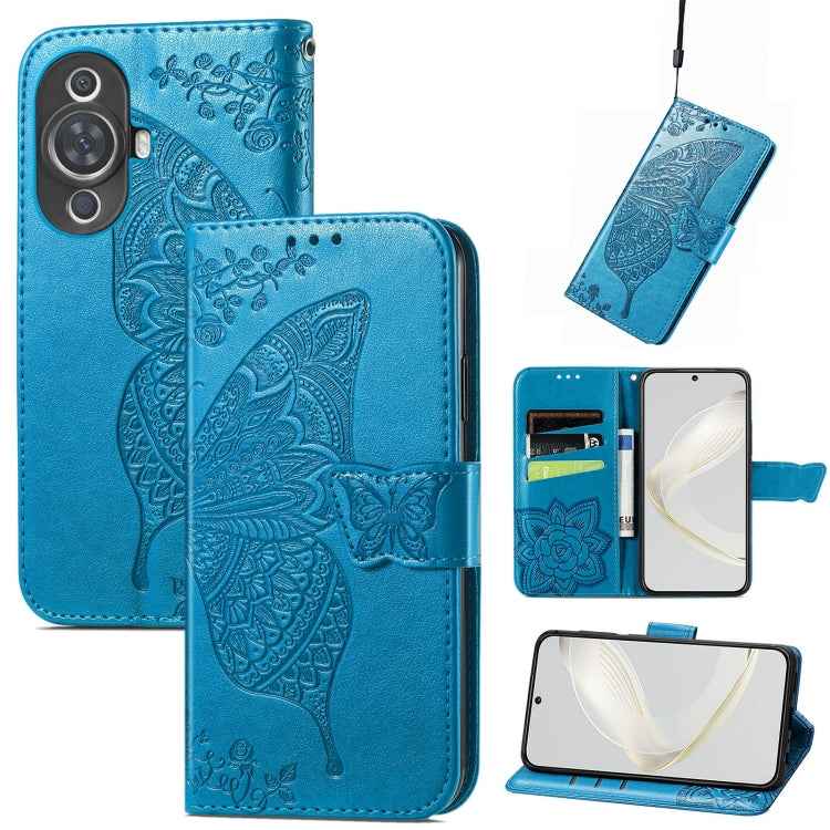 Butterfly Love Flower Embossed Leather Phone Case, For Huawei Nova 11 Pro, For Huawei Nova 11, For Huawei P60, For Huawei P60 Pro