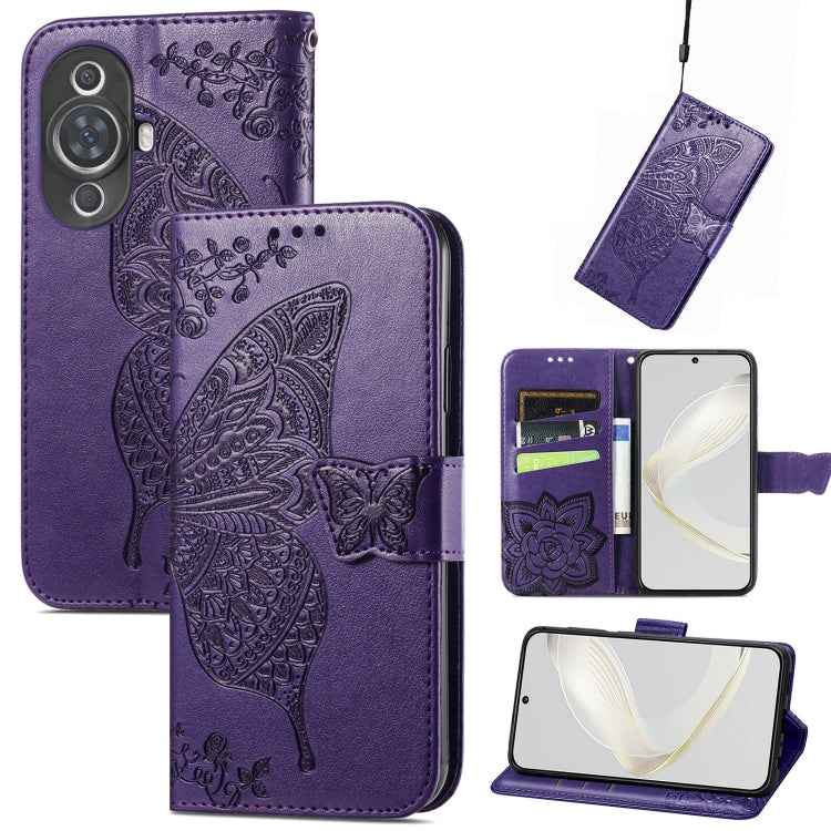 Butterfly Love Flower Embossed Leather Phone Case, For Huawei Nova 11 Pro, For Huawei Nova 11, For Huawei P60, For Huawei P60 Pro
