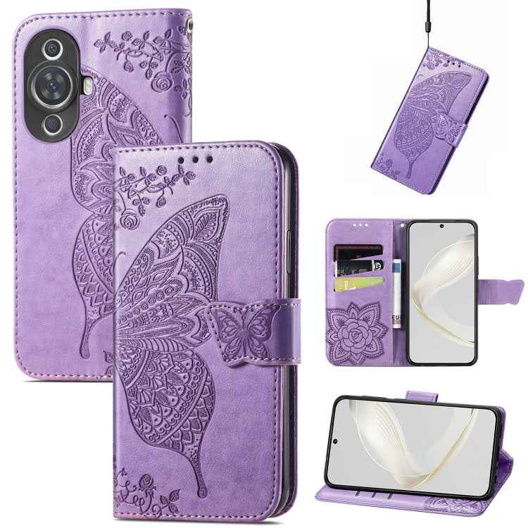 Butterfly Love Flower Embossed Leather Phone Case, For Huawei Nova 11 Pro, For Huawei Nova 11, For Huawei P60, For Huawei P60 Pro