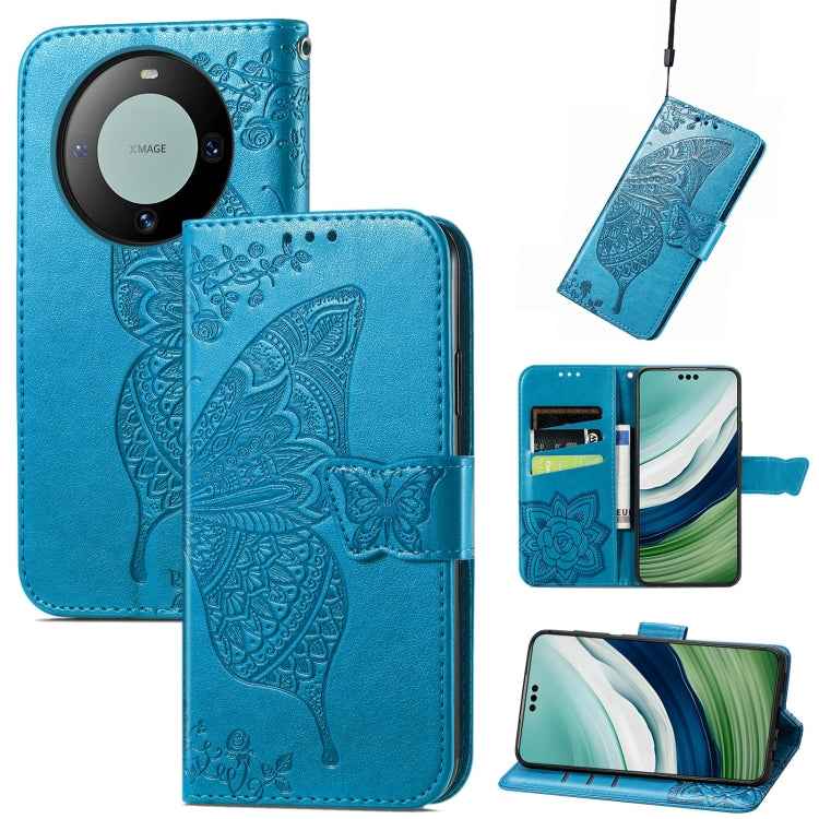 Butterfly Love Flower Embossed Leather Phone Case, For Huawei  Nova 12 Pro, For Huawei Nova 12, For Huawei  Mate 60, For Huawei  Mate 60 Pro, For Huawei Nova Y91, For Huawei Enjoy 60X