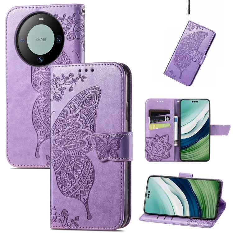 Butterfly Love Flower Embossed Leather Phone Case, For Huawei  Nova 12 Pro, For Huawei Nova 12, For Huawei  Mate 60, For Huawei  Mate 60 Pro, For Huawei Nova Y91, For Huawei Enjoy 60X