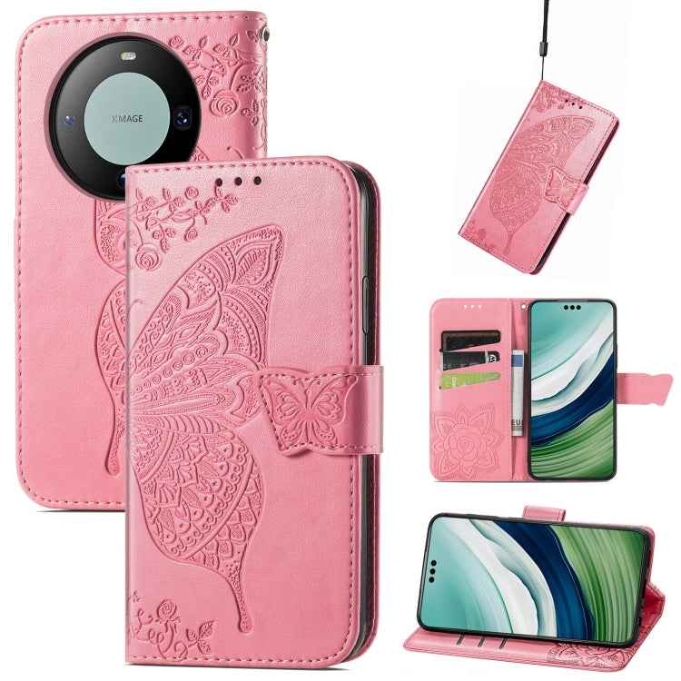 Butterfly Love Flower Embossed Leather Phone Case, For Huawei  Nova 12 Pro, For Huawei Nova 12, For Huawei  Mate 60, For Huawei  Mate 60 Pro, For Huawei Nova Y91, For Huawei Enjoy 60X