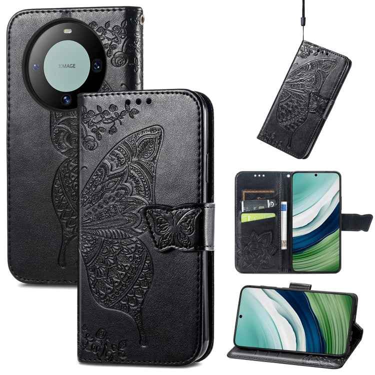 Butterfly Love Flower Embossed Leather Phone Case, For Huawei  Nova 12 Pro, For Huawei Nova 12, For Huawei  Mate 60, For Huawei  Mate 60 Pro, For Huawei Nova Y91, For Huawei Enjoy 60X