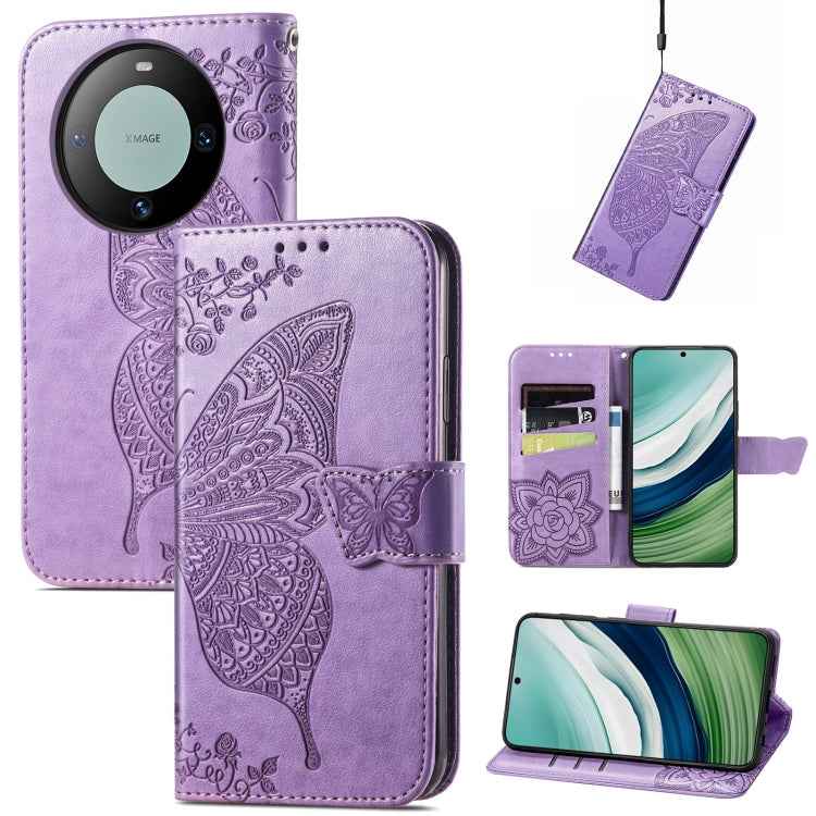 Butterfly Love Flower Embossed Leather Phone Case, For Huawei  Nova 12 Pro, For Huawei Nova 12, For Huawei  Mate 60, For Huawei  Mate 60 Pro, For Huawei Nova Y91, For Huawei Enjoy 60X