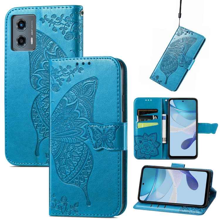 Butterfly Love Flower Embossed Leather Phone Case, For Motorola Moto G 5G 2023