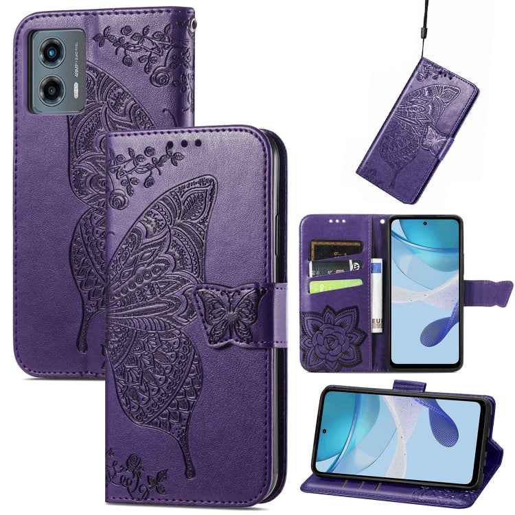 Butterfly Love Flower Embossed Leather Phone Case, For Motorola Moto G 5G 2023