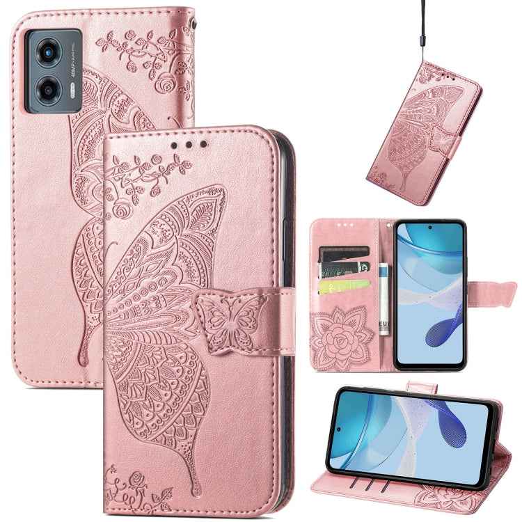 Butterfly Love Flower Embossed Leather Phone Case, For Motorola Moto G 5G 2023