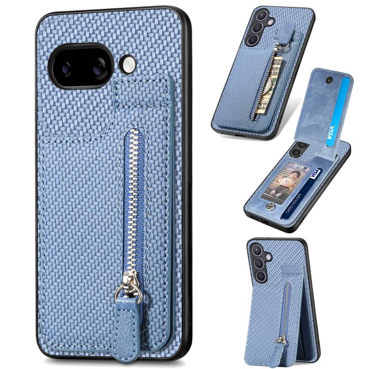 Carbon Fiber Vertical Flip Zipper Phone Case