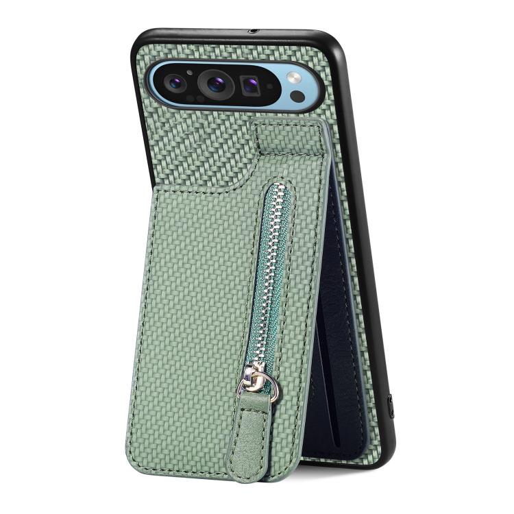 Carbon Fiber Vertical Flip Zipper Phone Case