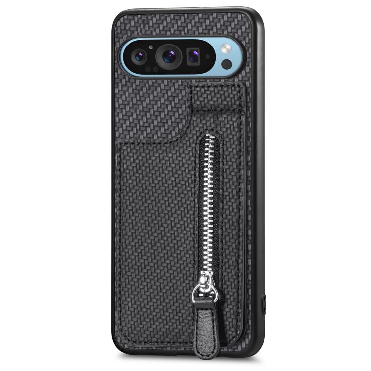 Carbon Fiber Vertical Flip Zipper Phone Case