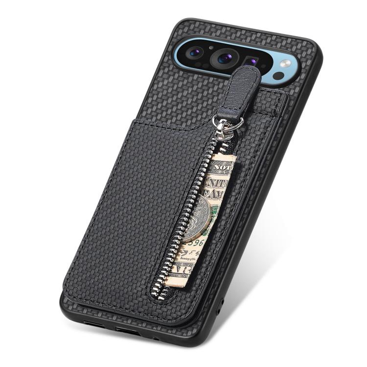 Carbon Fiber Vertical Flip Zipper Phone Case