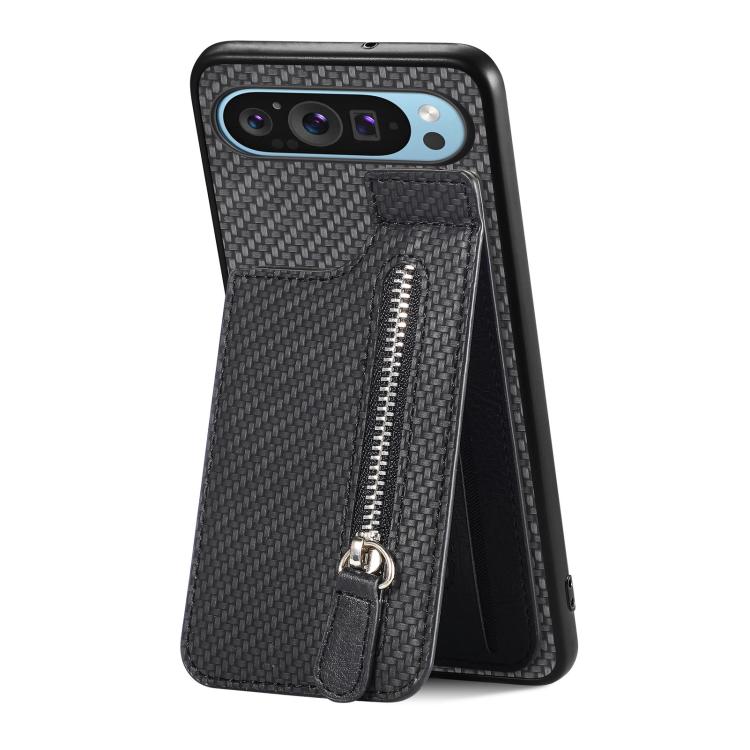 Carbon Fiber Vertical Flip Zipper Phone Case, For Google Pixel 11 Pro XL, For Google Pixel 11, For Google Pixel 11 Pro, For Google Pixel 10 Pro XL, For Google Pixel 10 / 10 Pro, For Google Pixel 9a, For Google Pixel 9 Pro XL, For Google Pixel 9 / 9 Pro...