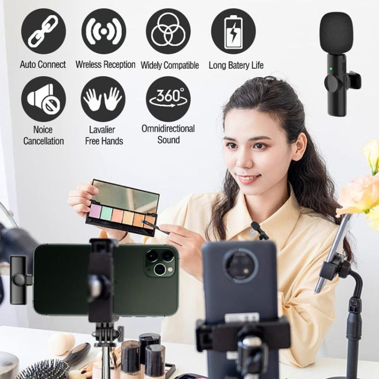 Wireless Lavalier Lapel Microphone for Android Phone & Computer with USB-C / Type-C Receiver, One by Two