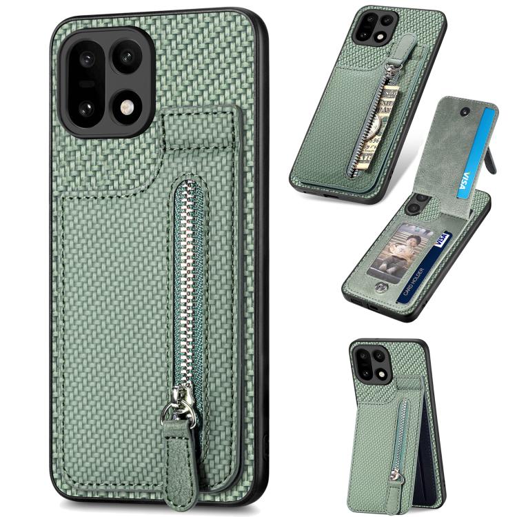 Carbon Fiber Vertical Flip Zipper Phone Case, For OnePlus Ace 6 / 6T / 15R, For OnePlus 15, For OnePlus Nord CE 2 Lite