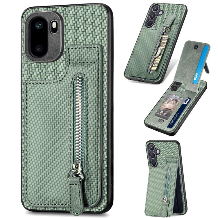 Carbon Fiber Vertical Flip Zipper Phone Case, For OnePlus Ace 6 / 6T / 15R, For OnePlus 15, For OnePlus Nord CE 2 Lite