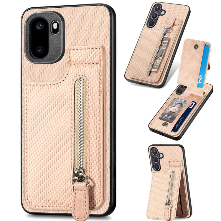 Carbon Fiber Vertical Flip Zipper Phone Case, For OnePlus Ace 6 / 6T / 15R, For OnePlus 15, For OnePlus Nord CE 2 Lite