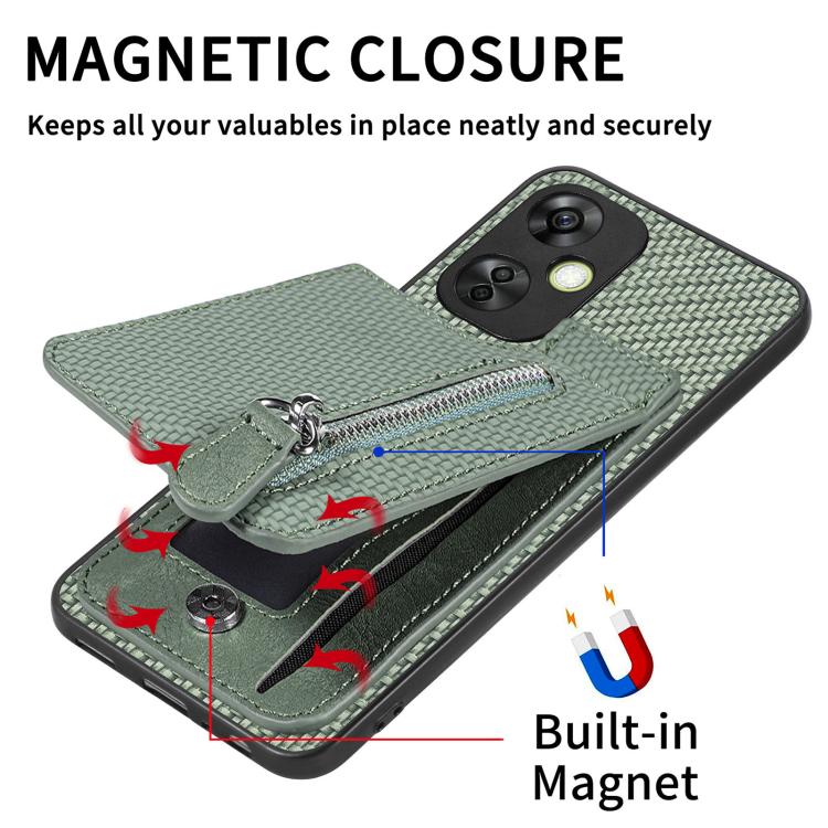 Carbon Fiber Vertical Flip Zipper Phone Case, For OnePlus Ace 6 / 6T / 15R, For OnePlus 15, For OnePlus Nord CE 2 Lite