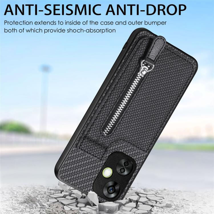 Carbon Fiber Vertical Flip Zipper Phone Case, For OnePlus Ace 6 / 6T / 15R, For OnePlus 15, For OnePlus Nord CE 2 Lite