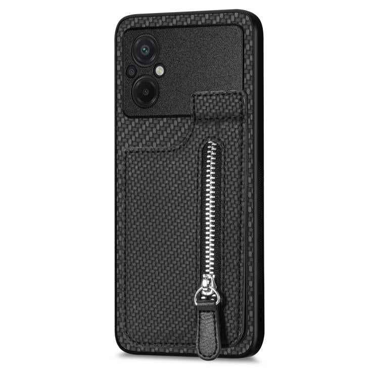 Carbon Fiber Vertical Flip Zipper Phone Case, For Xiaomi 12T, For Xiaomi POCO M5 4G, For Redmi Note 11T Pro 5G, For Redmi 10C, For Redmi Note 11 4G, For Redmi 10, For Redmi Note 10 4G