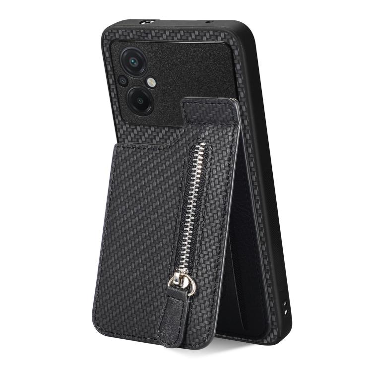 Carbon Fiber Vertical Flip Zipper Phone Case, For Xiaomi POCO M5 4G, For Redmi Note 11T Pro 5G, For Redmi 10C, For Redmi Note 11 4G, For Redmi 10, For Redmi Note 10 4G