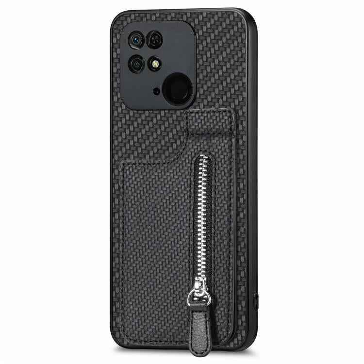Carbon Fiber Vertical Flip Zipper Phone Case, For Xiaomi 12T, For Xiaomi POCO M5 4G, For Redmi Note 11T Pro 5G, For Redmi 10C, For Redmi Note 11 4G, For Redmi 10, For Redmi Note 10 4G