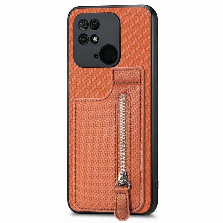 Carbon Fiber Vertical Flip Zipper Phone Case, For Xiaomi POCO M5 4G, For Redmi Note 11T Pro 5G, For Redmi 10C, For Redmi Note 11 4G, For Redmi 10, For Redmi Note 10 4G