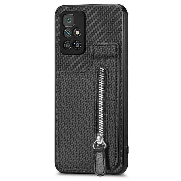 Carbon Fiber Vertical Flip Zipper Phone Case, For Xiaomi 12T, For Xiaomi POCO M5 4G, For Redmi Note 11T Pro 5G, For Redmi 10C, For Redmi Note 11 4G, For Redmi 10, For Redmi Note 10 4G