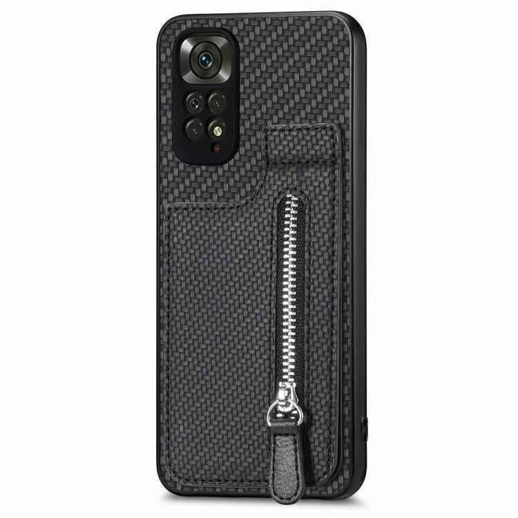 Carbon Fiber Vertical Flip Zipper Phone Case, For Xiaomi 12T, For Xiaomi POCO M5 4G, For Redmi Note 11T Pro 5G, For Redmi 10C, For Redmi Note 11 4G, For Redmi 10, For Redmi Note 10 4G