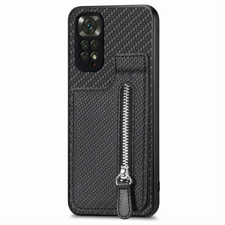 Carbon Fiber Vertical Flip Zipper Phone Case, For Xiaomi POCO M5 4G, For Redmi Note 11T Pro 5G, For Redmi 10C, For Redmi Note 11 4G, For Redmi 10, For Redmi Note 10 4G