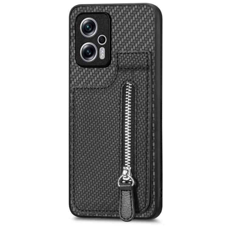 Carbon Fiber Vertical Flip Zipper Phone Case, For Xiaomi 12T, For Xiaomi POCO M5 4G, For Redmi Note 11T Pro 5G, For Redmi 10C, For Redmi Note 11 4G, For Redmi 10, For Redmi Note 10 4G