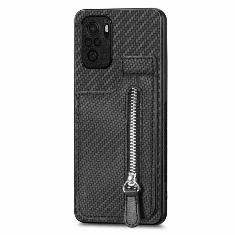 Carbon Fiber Vertical Flip Zipper Phone Case, For Xiaomi 12T, For Xiaomi POCO M5 4G, For Redmi Note 11T Pro 5G, For Redmi 10C, For Redmi Note 11 4G, For Redmi 10, For Redmi Note 10 4G