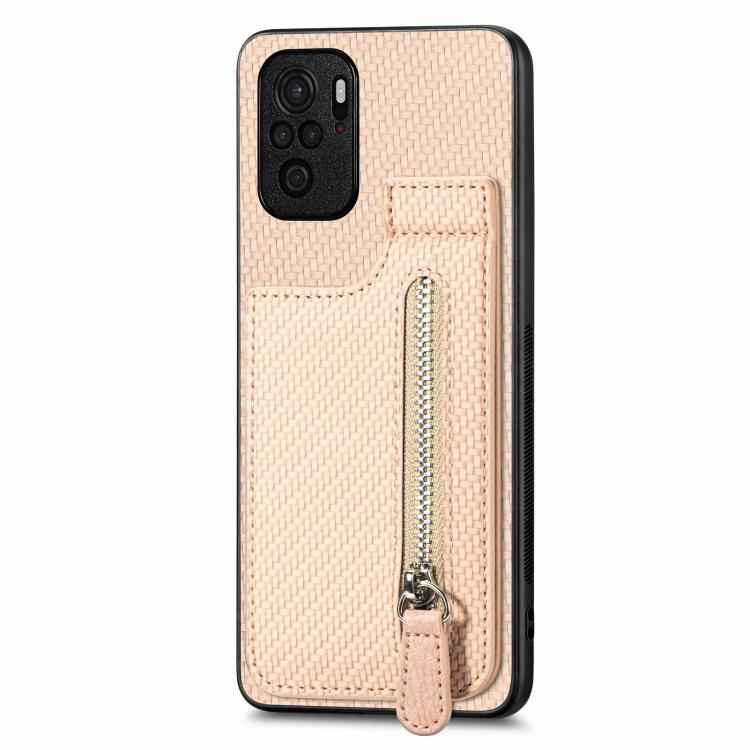 Carbon Fiber Vertical Flip Zipper Phone Case, For Xiaomi 12T, For Xiaomi POCO M5 4G, For Redmi Note 11T Pro 5G, For Redmi 10C, For Redmi Note 11 4G, For Redmi 10, For Redmi Note 10 4G