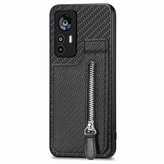 Carbon Fiber Vertical Flip Zipper Phone Case, For Xiaomi 12T, For Xiaomi POCO M5 4G, For Redmi Note 11T Pro 5G, For Redmi 10C, For Redmi Note 11 4G, For Redmi 10, For Redmi Note 10 4G