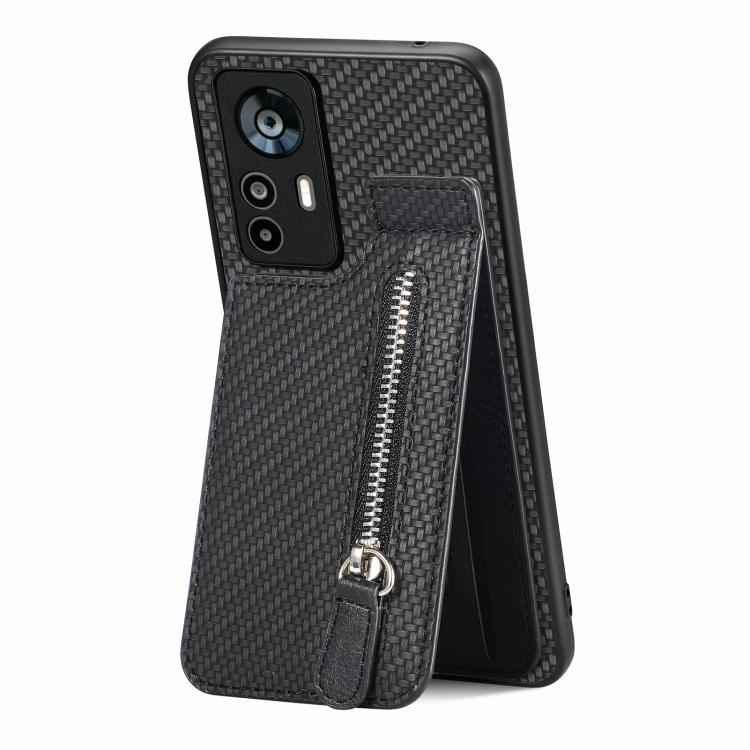 Carbon Fiber Vertical Flip Zipper Phone Case, For Xiaomi 12T, For Xiaomi POCO M5 4G, For Redmi Note 11T Pro 5G, For Redmi 10C, For Redmi Note 11 4G, For Redmi 10, For Redmi Note 10 4G