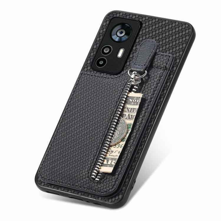 Carbon Fiber Vertical Flip Zipper Phone Case, For Xiaomi 12T, For Xiaomi POCO M5 4G, For Redmi Note 11T Pro 5G, For Redmi 10C, For Redmi Note 11 4G, For Redmi 10, For Redmi Note 10 4G
