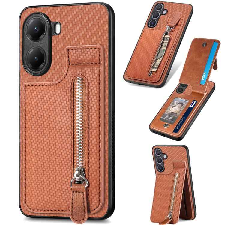 Carbon Fiber Vertical Flip Zipper Phone Case, For Redmi 15C 5G / 4G Glodal 171mm, For Xiaomi 15T, For Redmi K80 Pro / Poco F7 Ultra, For Redmi K80 / Poco F7 Pro, For Redmi Turbo 4, For Xiaomi Poco X7 Pro, For Redmi Note 12 5G, For Xiaomi 13 Pro        ...