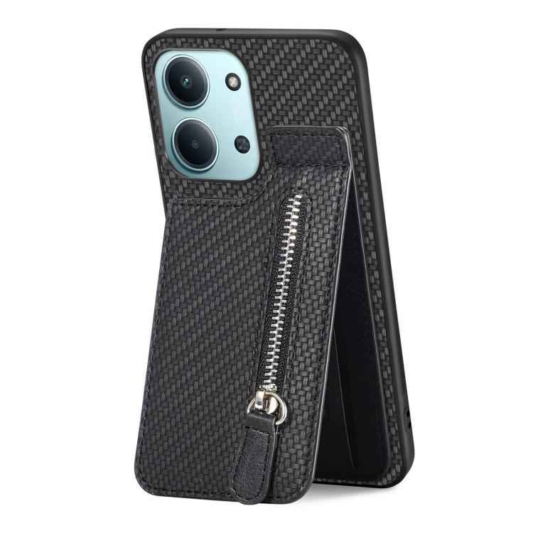 Carbon Fiber Vertical Flip Zipper Phone Case, For Redmi 15C 5G / 4G Glodal 171mm, For Xiaomi 15T, For Redmi K80 Pro / Poco F7 Ultra, For Redmi K80 / Poco F7 Pro, For Redmi Turbo 4, For Xiaomi Poco X7 Pro, For Redmi Note 12 5G, For Xiaomi 13 Pro        ...